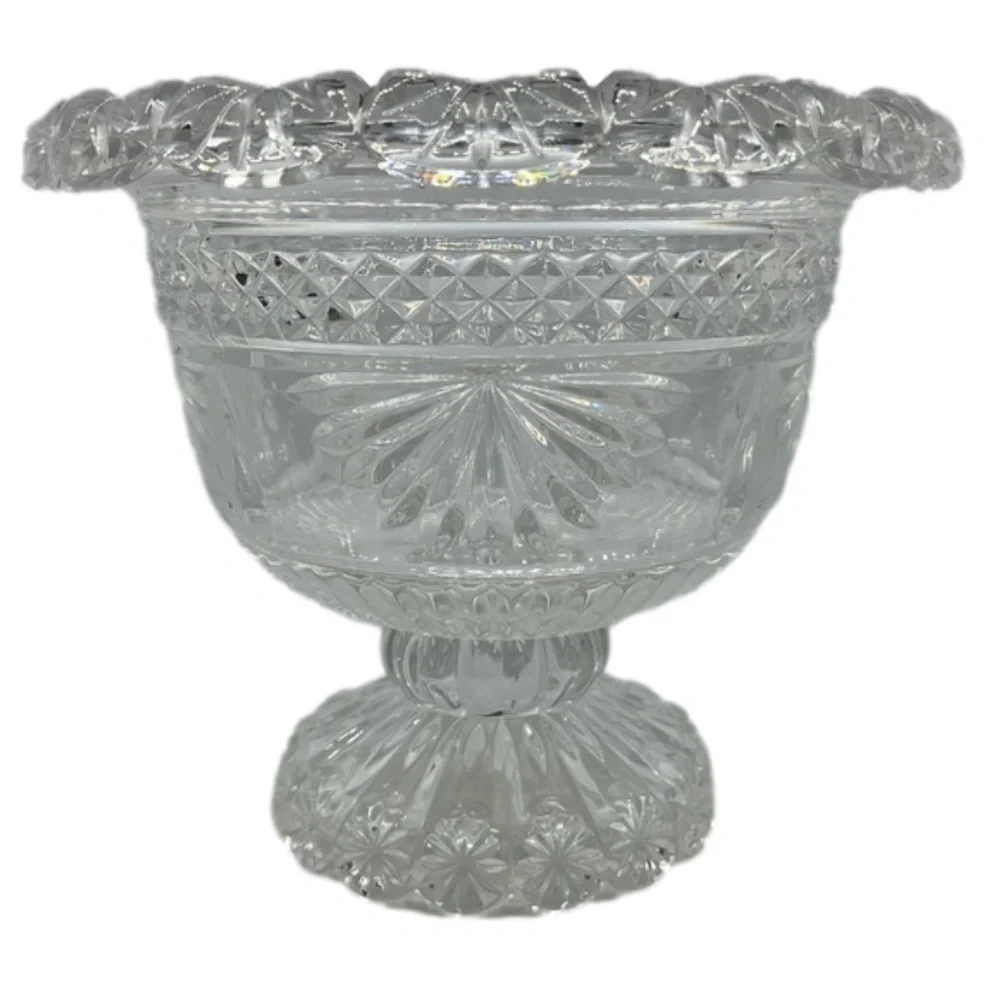Vintage Lead Crystal Pedestal Glass Bowl Centerpiece